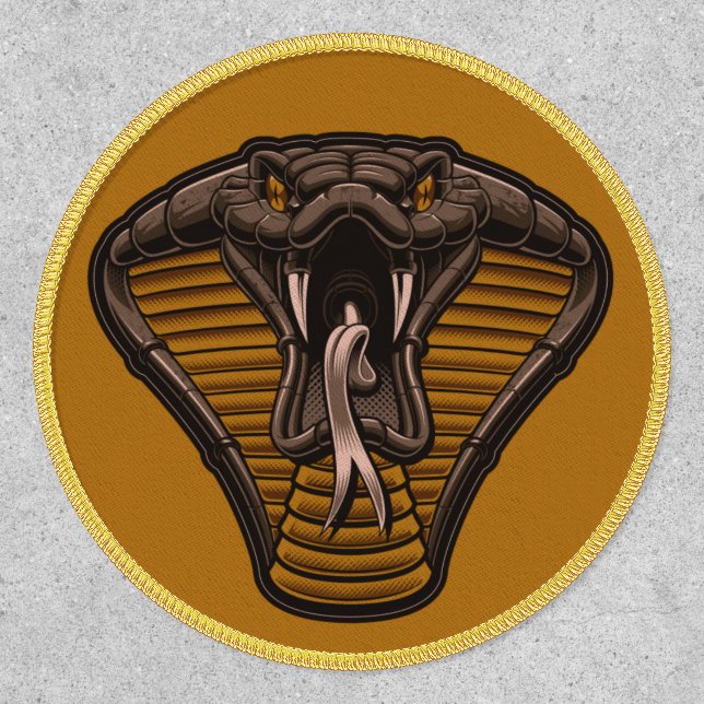 Cobra Head Snake Attack Tongue Fangs Patch (Front)