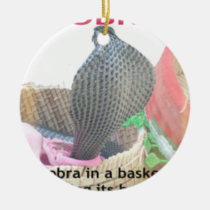 Cobra in Basket Art Print Ceramic Ornament