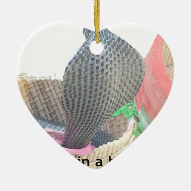 Cobra in Basket Art Print Ceramic Ornament (Front)