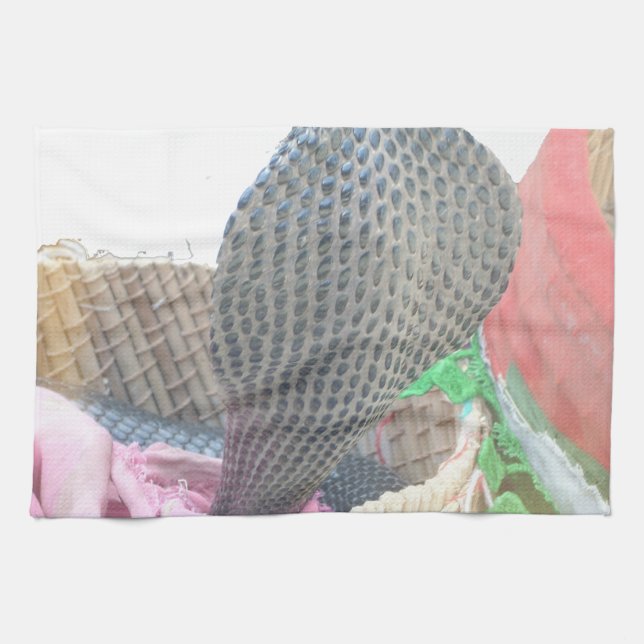 Cobra in Basket Art Print Kitchen Towel (Horizontal)