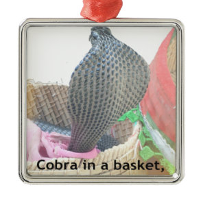 Cobra in Basket Art Print Metal Ornament