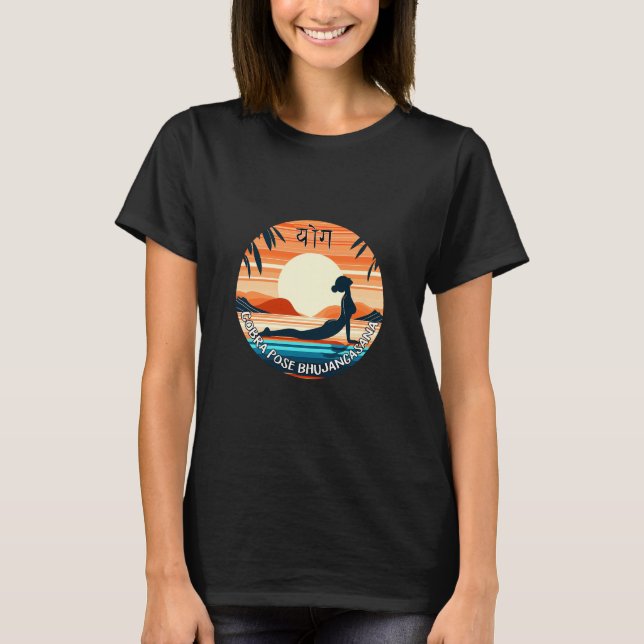 Cobra Pose - Bhujangasana I Yoga Sunset Graphic T-Shirt (Front)