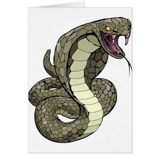 Cobra snake about to strike card