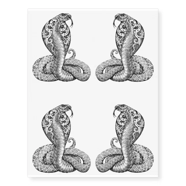 Cobra Snake (B/W) Temporary Tattoos | Zazzle