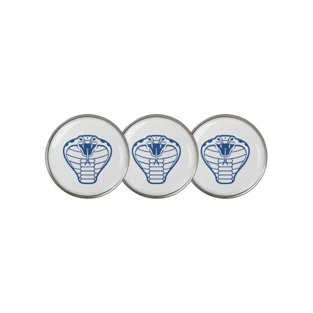 Cobra Snake Blue Illustration Golf Ball Marker (3 Up)