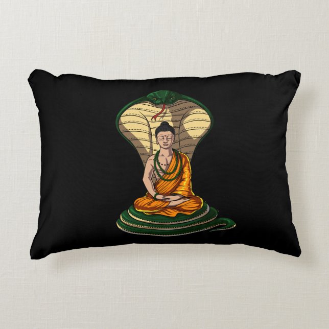 Cobra Snake Buddha Zen Yoga Meditation Accent Pillow (Front)