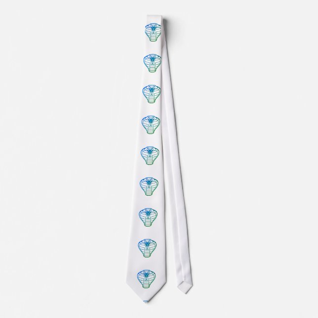 Cobra Snake Green Illustration Boa Reptile  Neck Tie (Front)