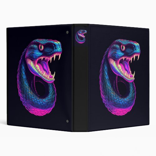 Cobra Snake in Vaporwave Aesthetic Style 3 Ring Binder