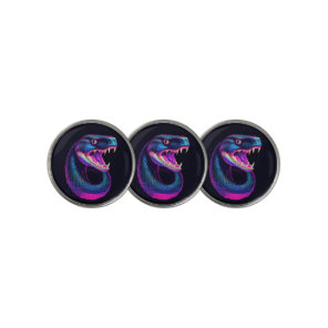 Cobra Snake in Vaporwave Aesthetic Style Golf Ball Marker