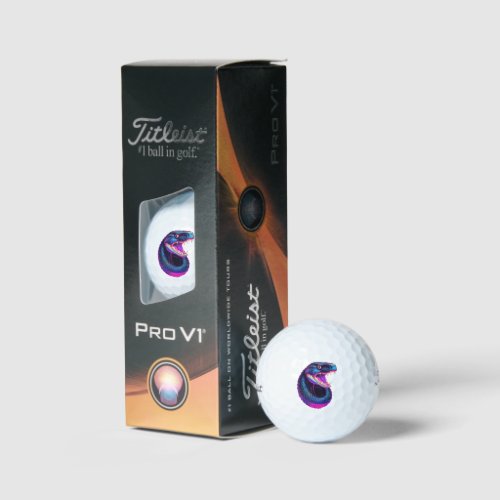 Cobra Snake in Vaporwave Aesthetic Style Golf Balls