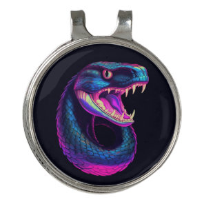 Cobra Snake in Vaporwave Aesthetic Style Golf Hat Clip