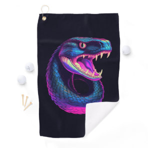 Cobra Snake in Vaporwave Aesthetic Style Golf Towel