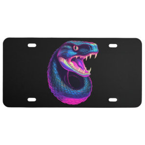 Cobra Snake in Vaporwave Aesthetic Style License Plate