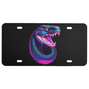 Cobra Snake in Vaporwave Aesthetic Style License Plate