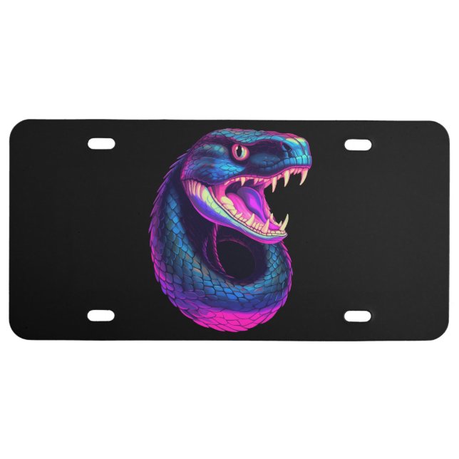 Cobra Snake in Vaporwave Aesthetic Style License Plate (Front)