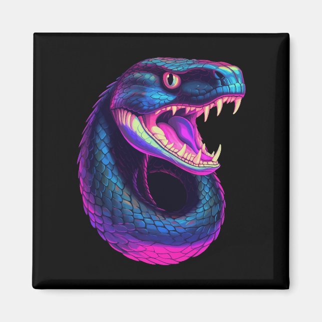 Cobra Snake in Vaporwave Aesthetic Style Magnet (Front)