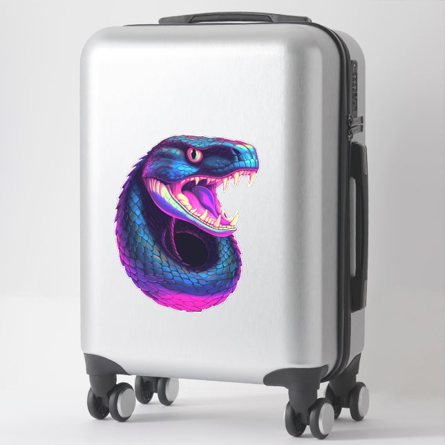 Cobra Snake in Vaporwave Aesthetic Style Sticker (Suitcase)