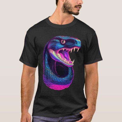 Cobra Snake in Vaporwave Aesthetic Style T_Shirt