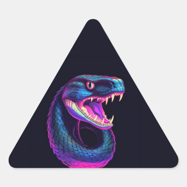 Cobra Snake in Vaporwave Aesthetic Style Triangle Sticker (Front)