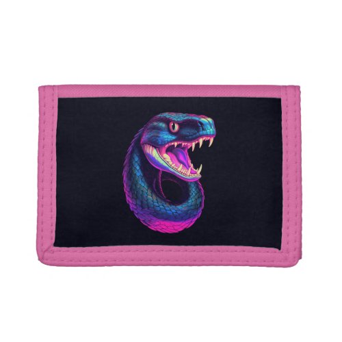 Cobra Snake in Vaporwave Aesthetic Style Trifold Wallet