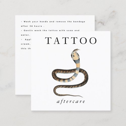 Cobra Snake Tattoo Aftercare Instructions QR Code Square Business Card