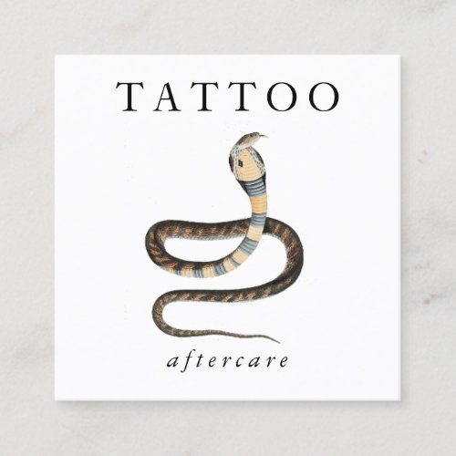 Cobra Snake Tattoo Aftercare Instructions QR Code Square Business Card