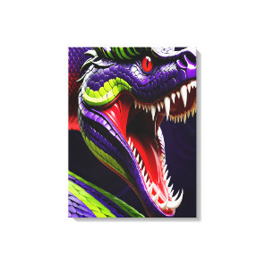 Cobra snake with vibrant green and purple scales canvas print