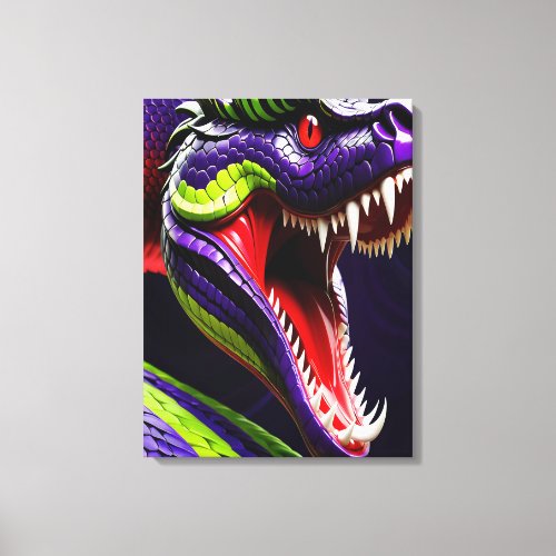 Cobra snake with vibrant green and purple scales canvas print