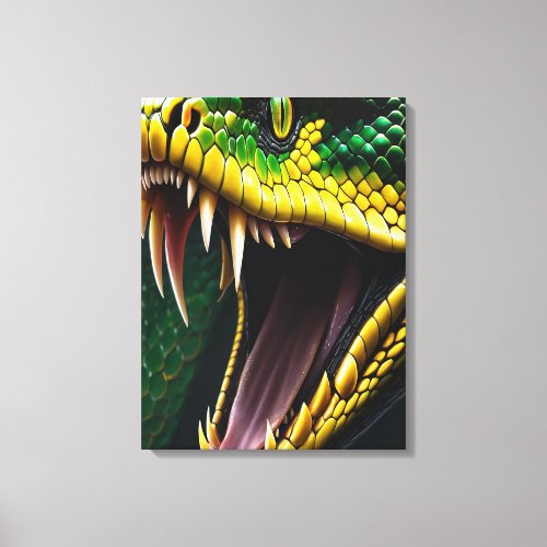 Cobra snake with vibrant green and yellow scales  canvas print