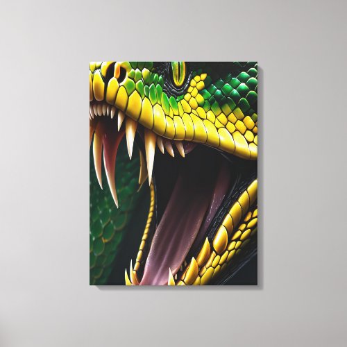 Cobra snake with vibrant green and yellow scales  canvas print