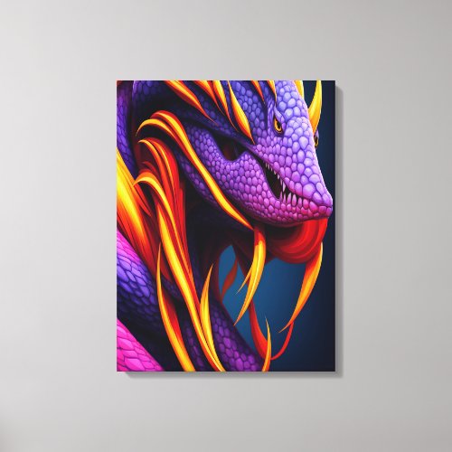 Cobra snake with vibrant orange and purple scales canvas print