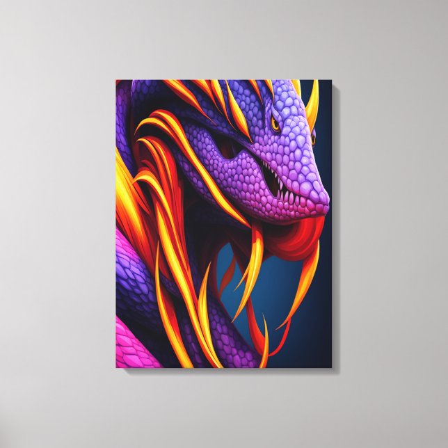 Cobra snake with vibrant orange and purple scales canvas print (Front)