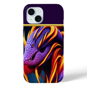Cobra snake with vibrant orange and purple scales iPhone 15 case
