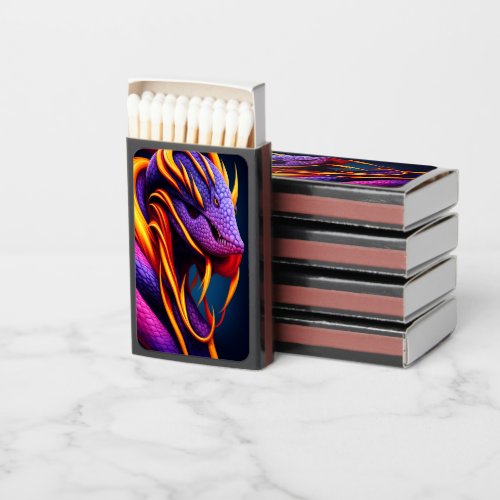 Cobra snake with vibrant orange and purple scales matchboxes