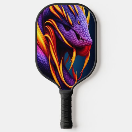 Cobra snake with vibrant orange and purple scales pickleball paddle