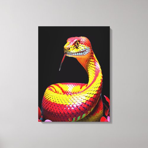 Cobra snake with vibrant red and yellow scales canvas print