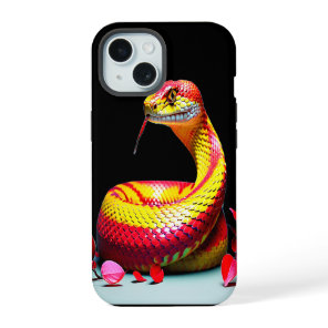 Cobra snake with vibrant red and yellow scales  iPhone 15 case