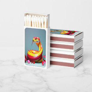 Cobra snake with vibrant red and yellow scales matchboxes