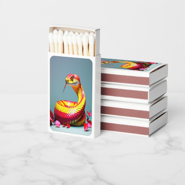 Cobra snake with vibrant red and yellow scales  matchboxes (Stacked)
