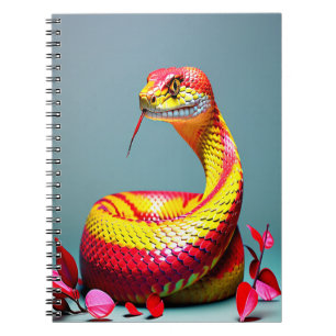 Cobra snake with vibrant red and yellow scales notebook