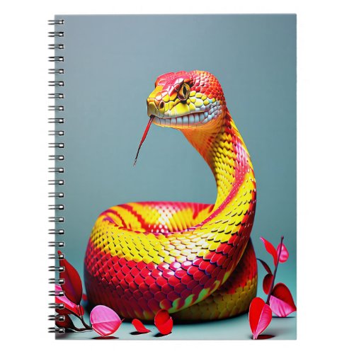 Cobra snake with vibrant red and yellow scales  notebook