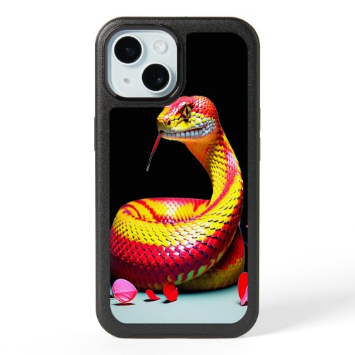 Cobra snake with vibrant red and yellow scales  iPhone 15 case