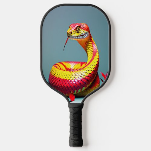 Cobra snake with vibrant red and yellow scales  pickleball paddle
