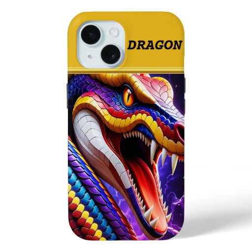 Cobra snake with vibrant red blue and yellow scale iPhone 15 case