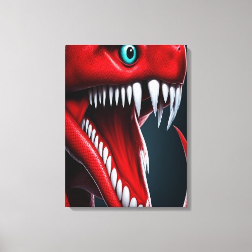 Cobra snake with vibrant red scales and blue eyes canvas print
