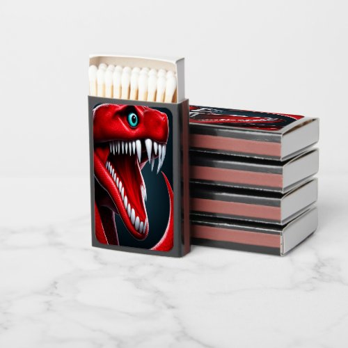 Cobra snake with vibrant red scales and blue eyes matchboxes