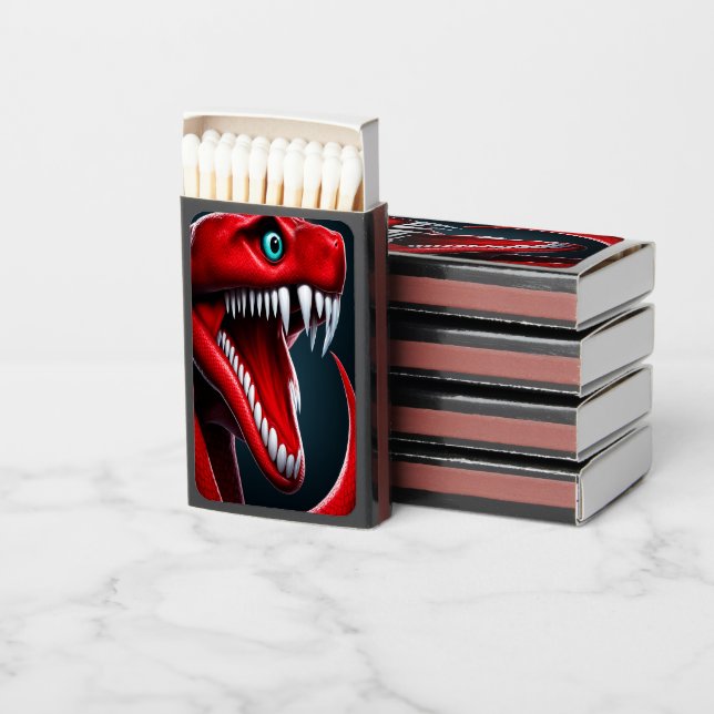 Cobra snake with vibrant red scales and blue eyes matchboxes (Stacked)