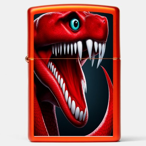 Cobra snake with vibrant red scales and blue eyes zippo lighter