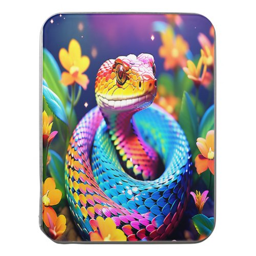 Cobra snake with vibrant turquoise pink and yellow jigsaw puzzle