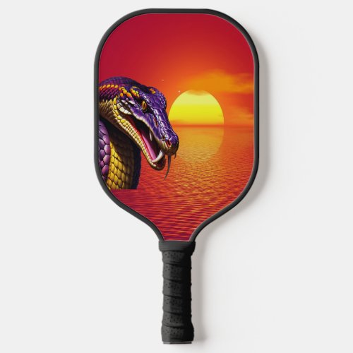 Cobra snake with vvibrant purple and yellow scales pickleball paddle
